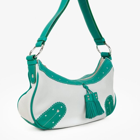 Burberry Shades of Green Vintage Brogue Hobo Shoulder Bag - Picture 2 of 14